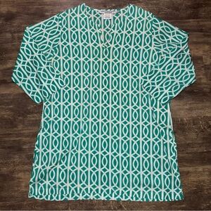 Gretchen Scott Designs Teal and White Tunic